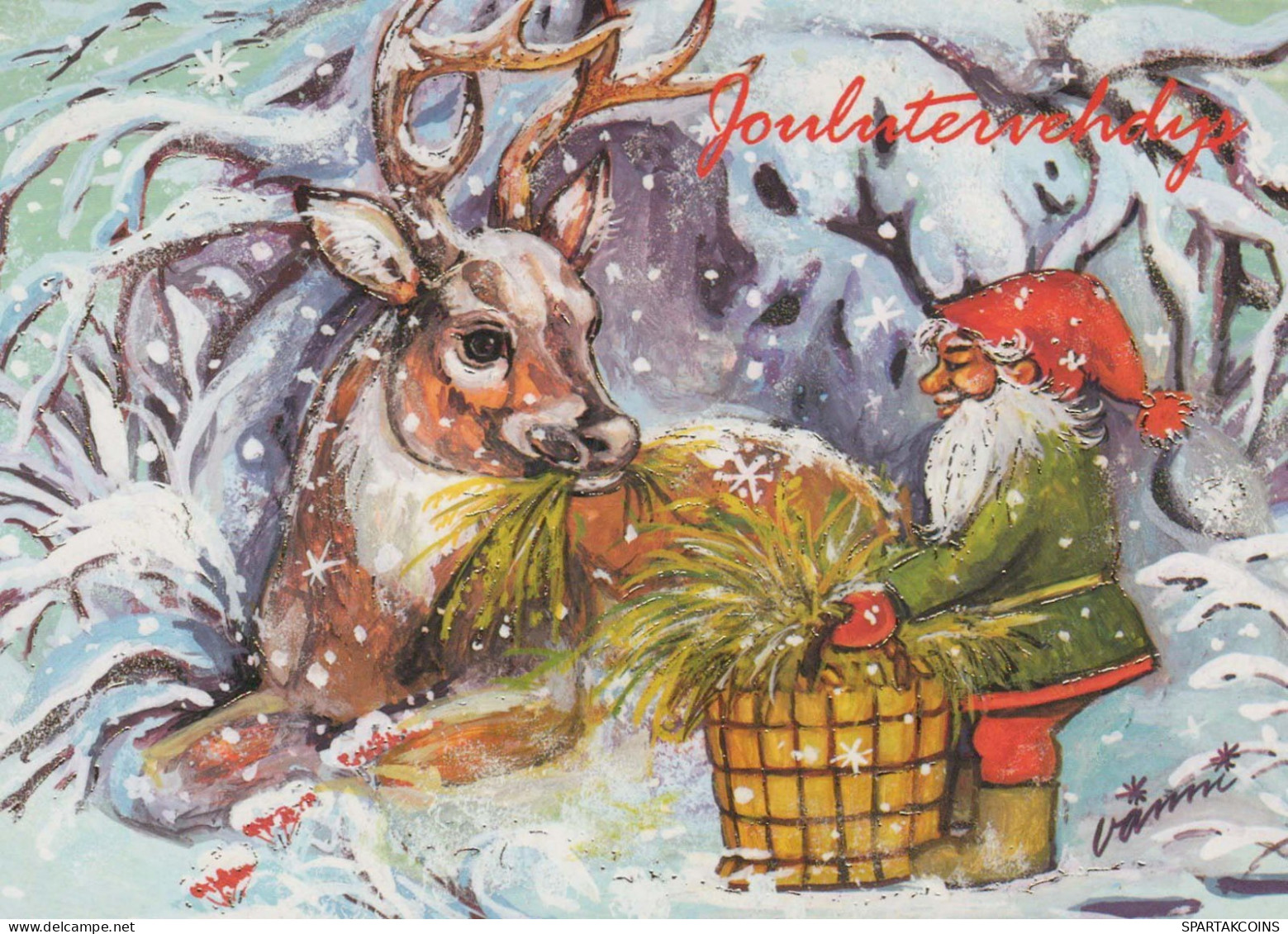 PAPÁ NOEL Feliz Año Navidad Vintage Tarjeta Postal CPSM #PBL558.ES - Santa Claus