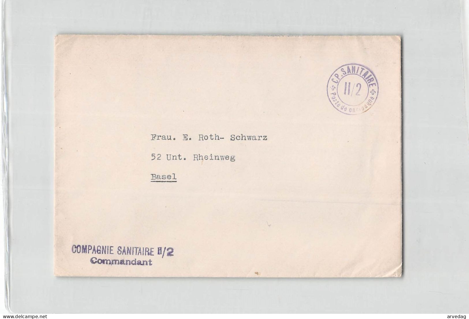 AG2677 HELVETIA FELDPOST  C.P. SANITAIRE II 2  TO BASEL - Postmarks