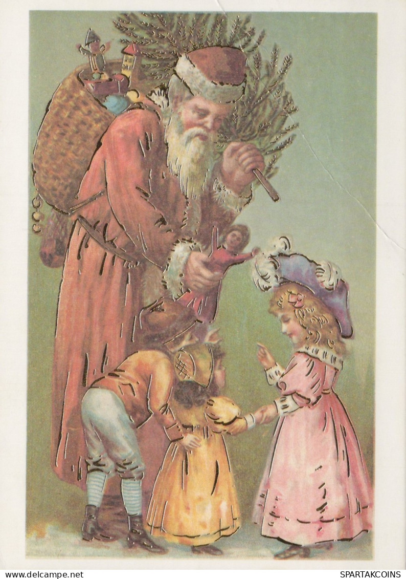 SANTA CLAUS CHILDREN CHRISTMAS Holidays Vintage Postcard CPSM #PAK377.GB - Santa Claus