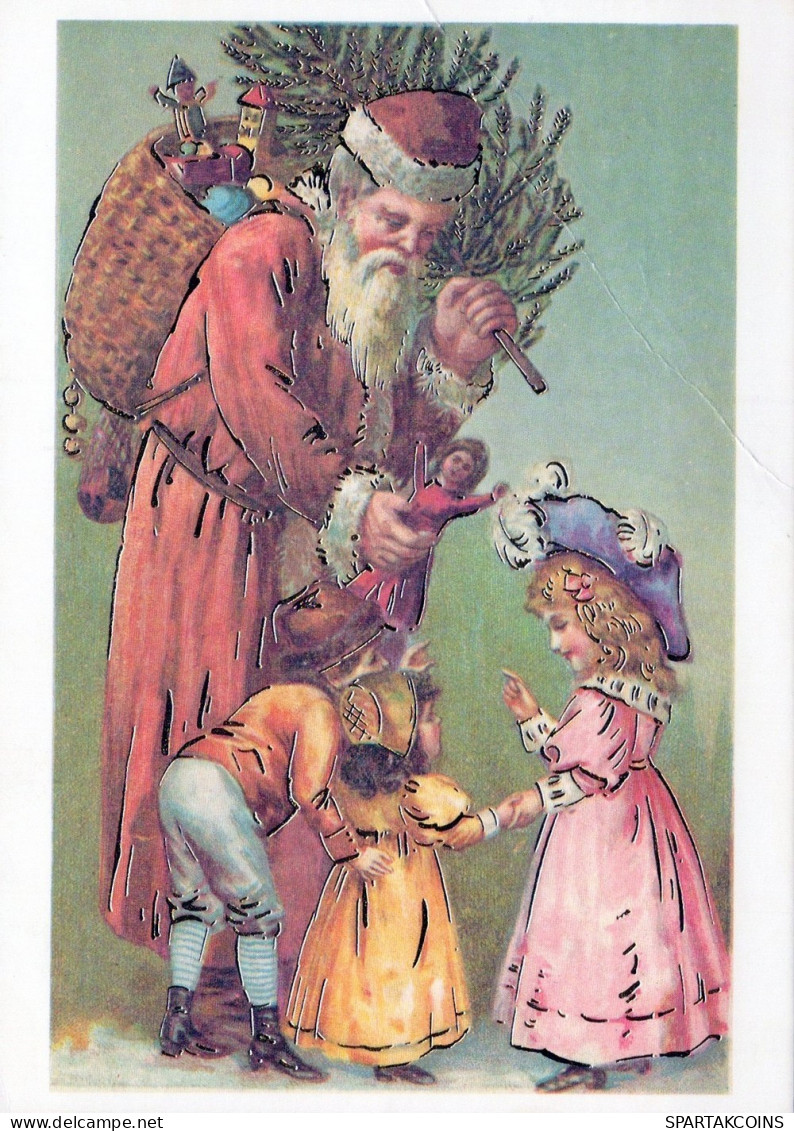SANTA CLAUS CHILDREN CHRISTMAS Holidays Vintage Postcard CPSM #PAK377.GB - Santa Claus