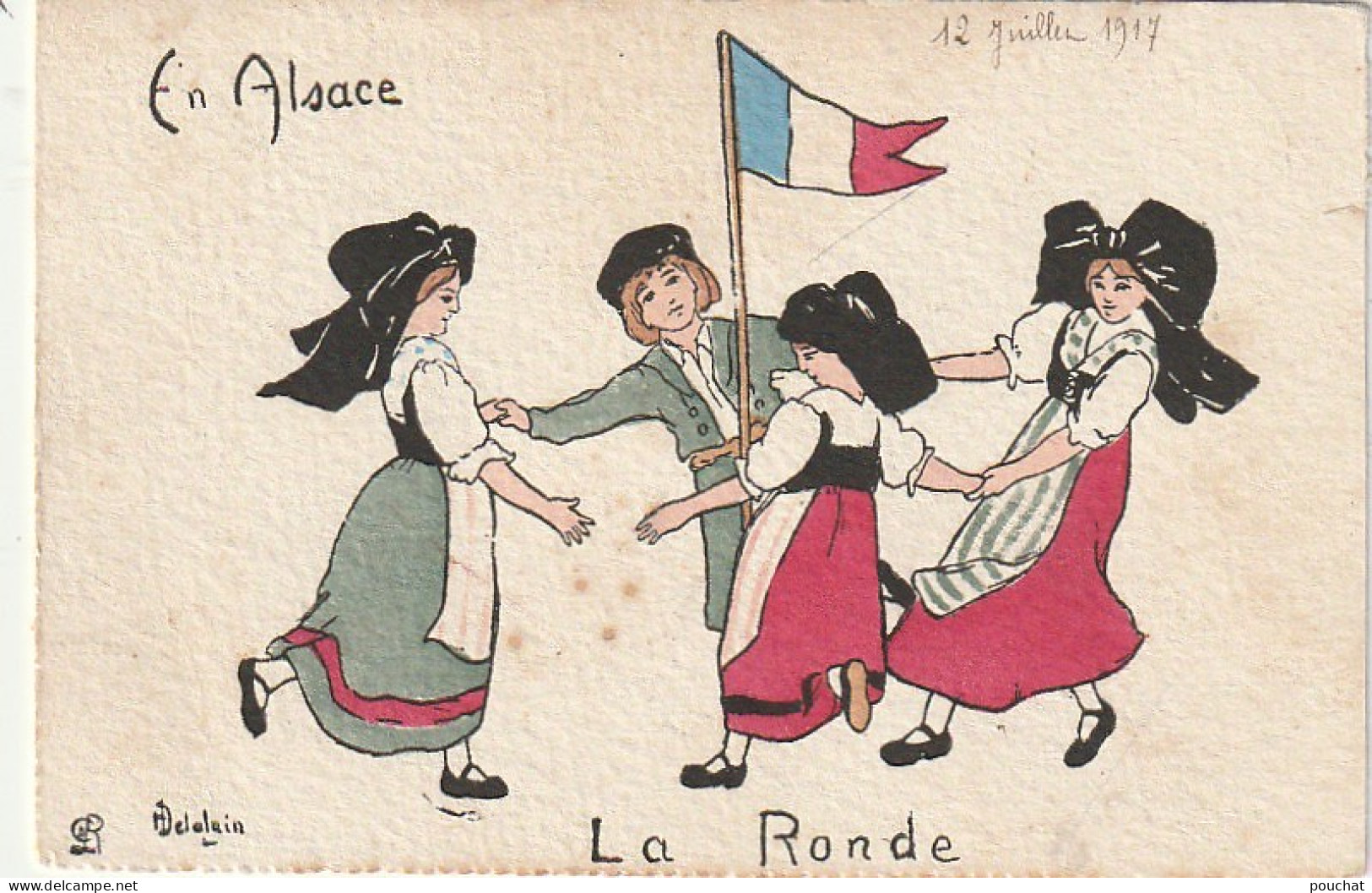 OP 25- EN ALSACE - LA RONDE - DANSE AUTOUR DU DRAPEAU FRANCAIS - ILLUSTRATEUR DELALAIN - Patriotic