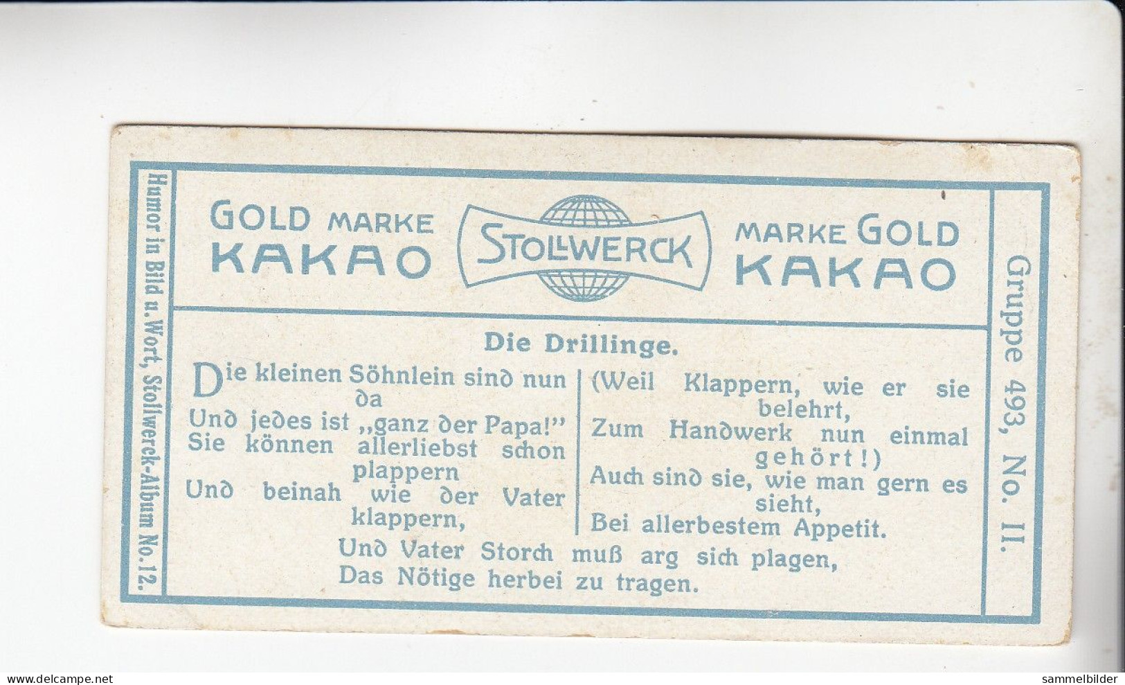 Stollwerck Album No 12 Die Störche  Die Drillinge    Grp 493 #2 Von 1911 - Stollwerck