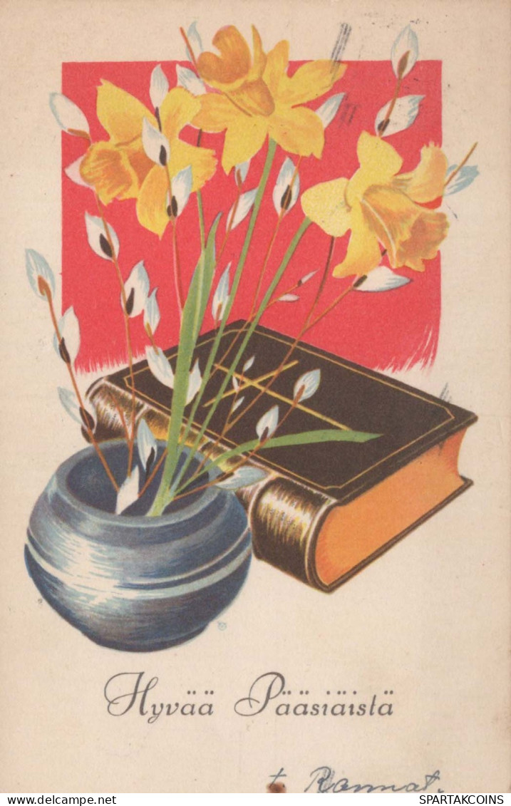 PÂQUES FLEURS Vintage Carte Postale CPA #PKE302.FR - Easter