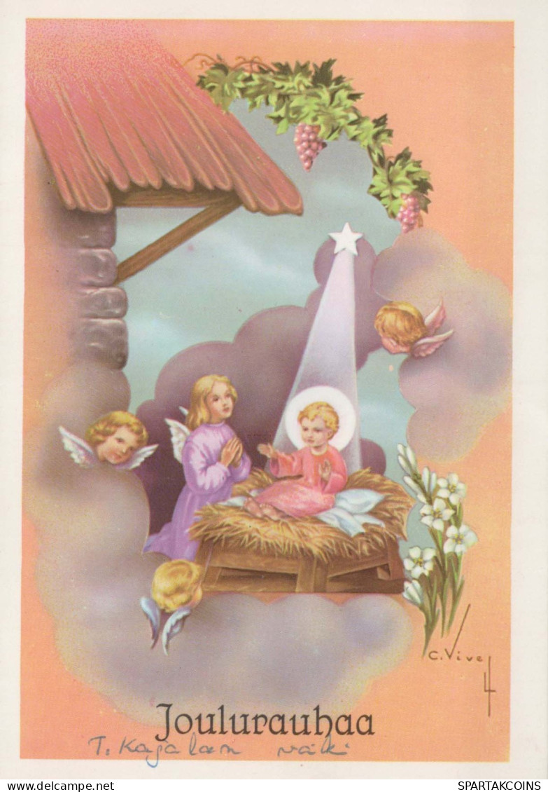 ANGE Noël Bébé JÉSUS Vintage Carte Postale CPSM #PBP290.FR - Anges