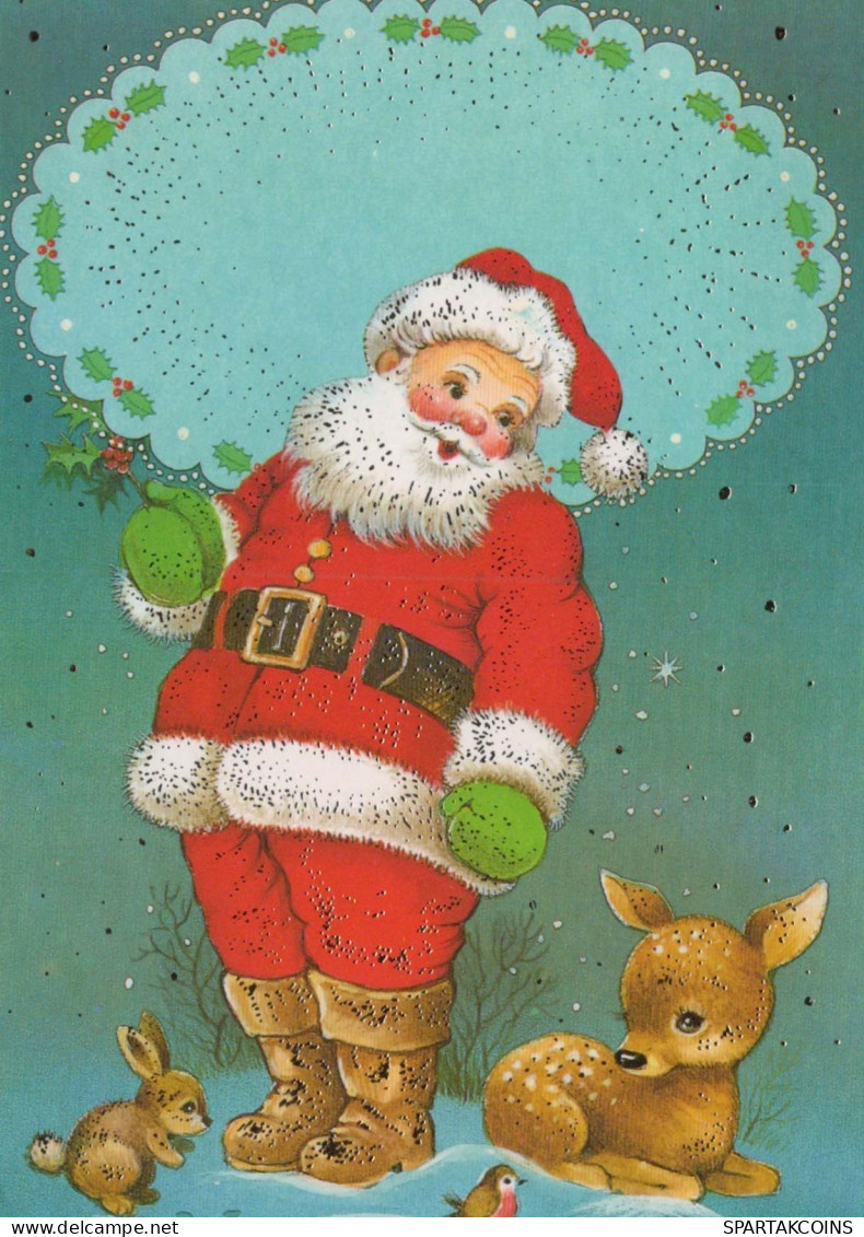 PÈRE NOËL Bonne Année Noël Vintage Carte Postale CPSM #PBL492.FR - Santa Claus