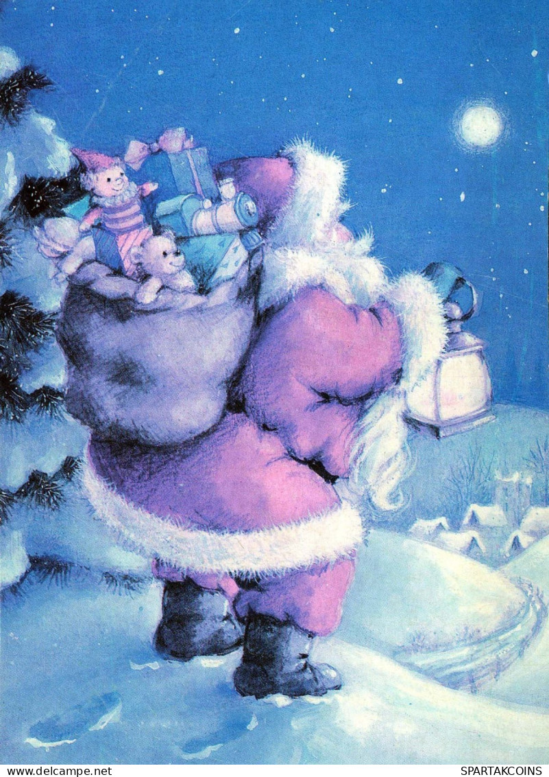 PÈRE NOËL Bonne Année Noël Vintage Carte Postale CPSM #PBL037.FR - Santa Claus