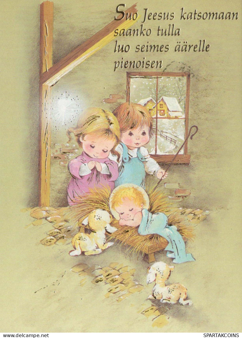 ENFANTS Scène Paysage Bébé JÉSUS Vintage Carte Postale CPSM #PBB575.FR - Scènes & Paysages