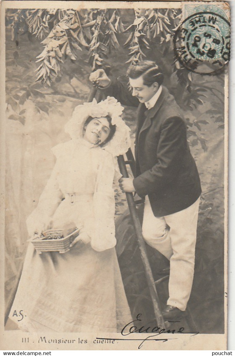 OP 27- SERIE DE 5 CARTES  - COUPLE AMOUREUX A LA CUEILLETTE DES CERISES - 10 SCANS - Couples