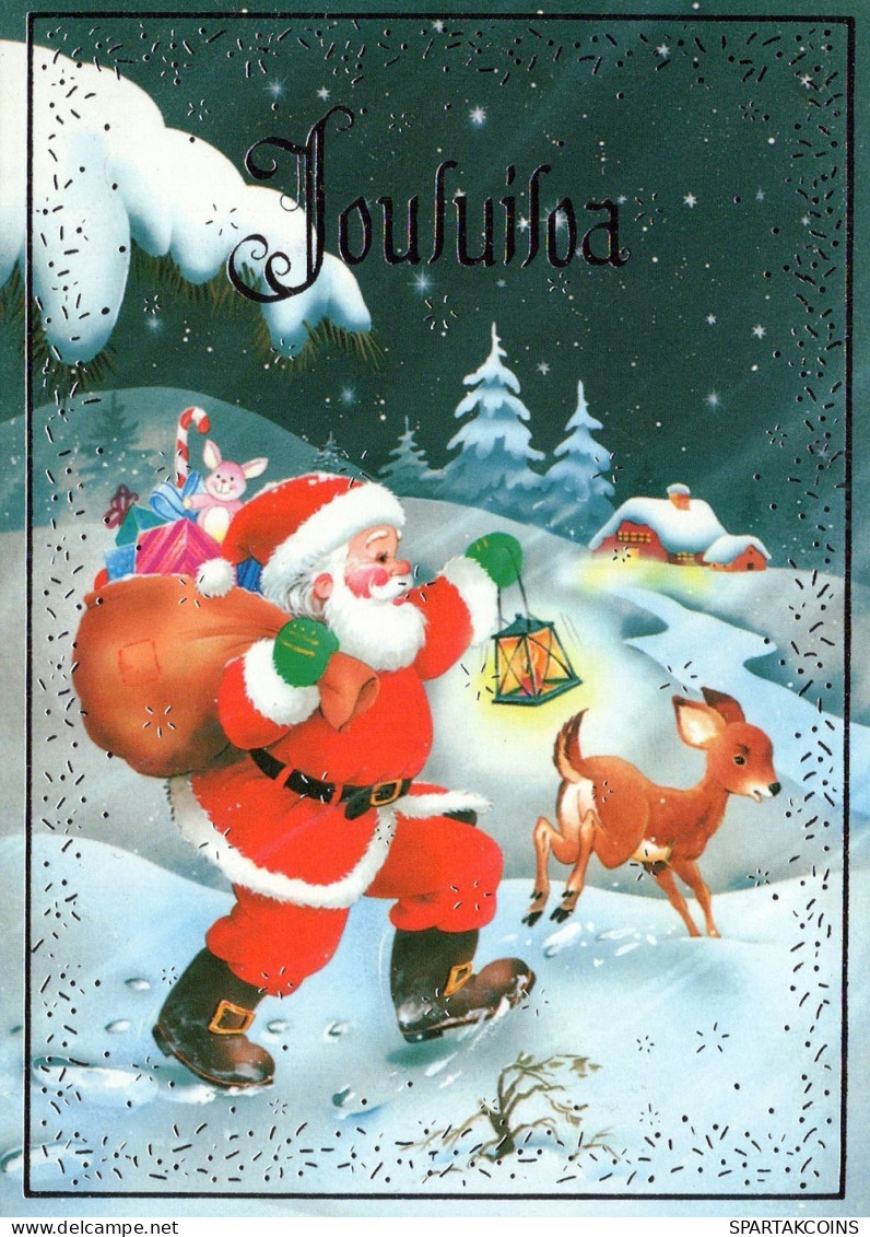 BABBO NATALE Animale Natale Vintage Cartolina CPSM #PAK574.IT - Santa Claus