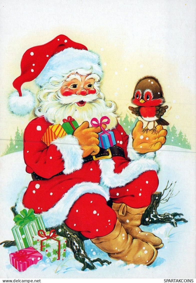 BABBO NATALE Animale Natale Vintage Cartolina CPSM #PAK645.IT - Santa Claus