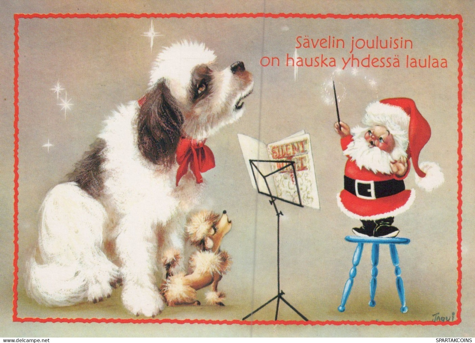 BABBO NATALE CANE Natale Vintage Cartolina CPSM #PAK918.IT - Santa Claus