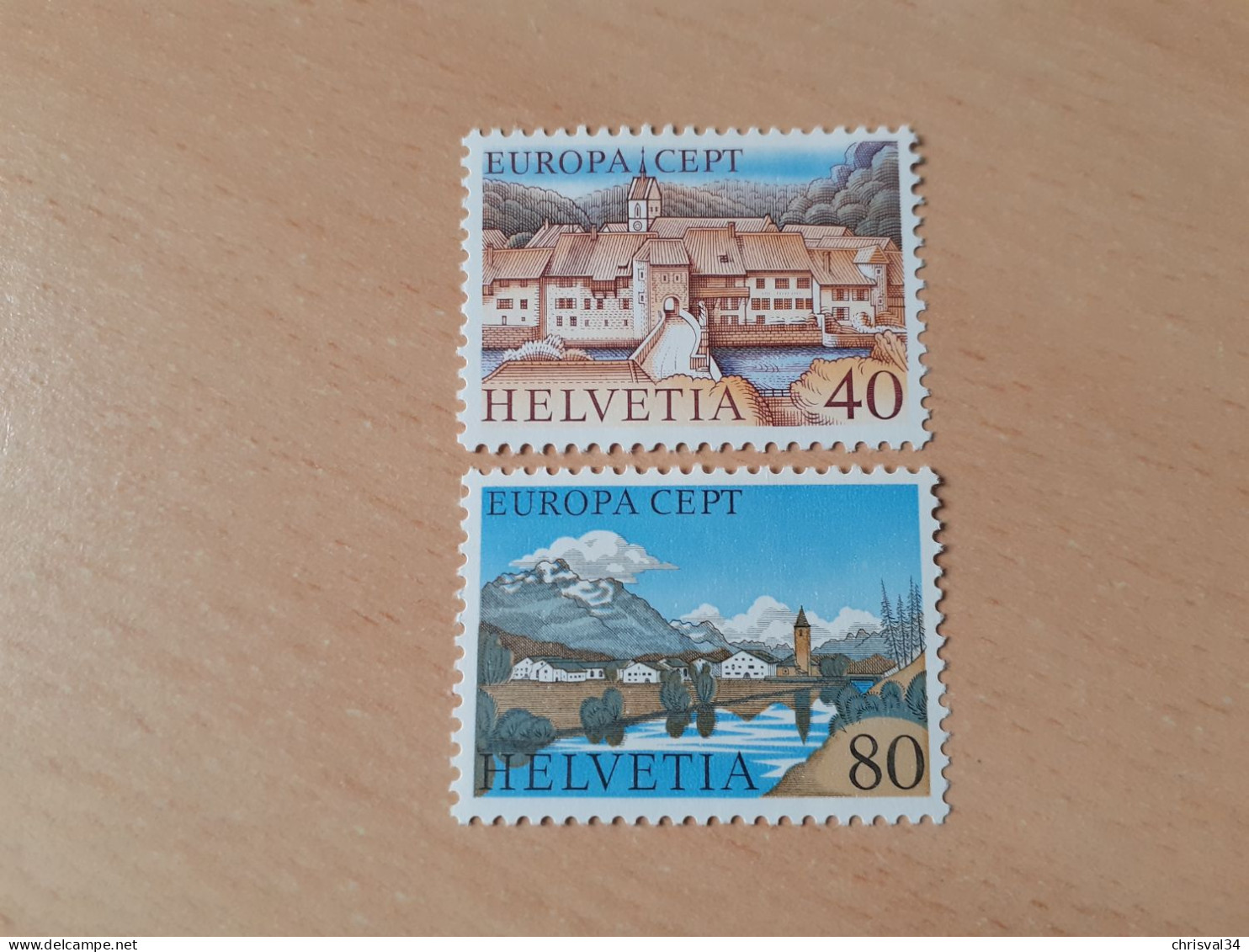 TIMBRES   SUISSE   EUROPA    1977   N  1024  /  1025   COTE  2,50  EUROS   NEUFS  LUXE** - 1977