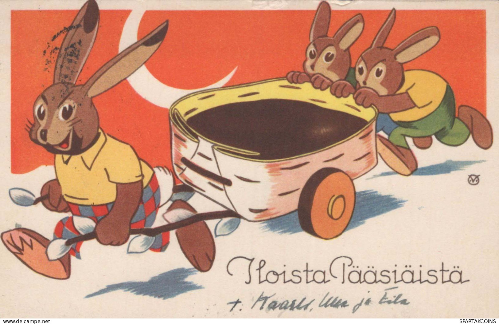 EASTER RABBIT Vintage Postcard CPA #PKE300.GB - Easter