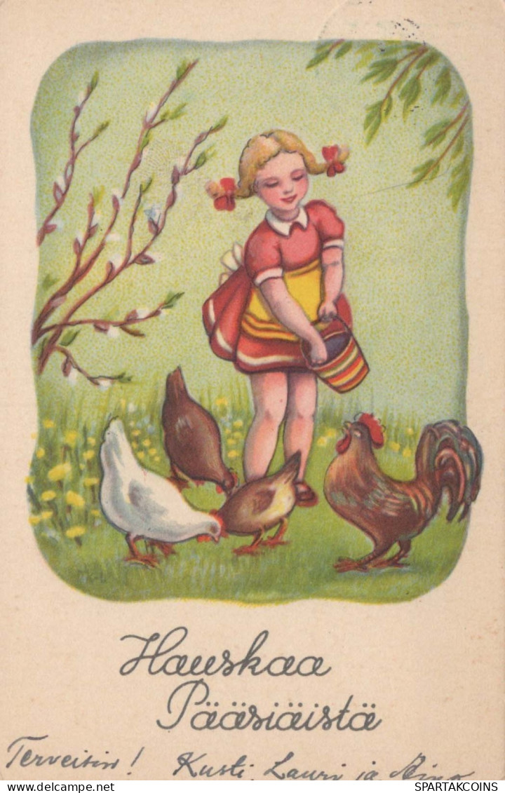 EASTER CHILDREN EGG Vintage Postcard CPA #PKE363.GB - Pascua