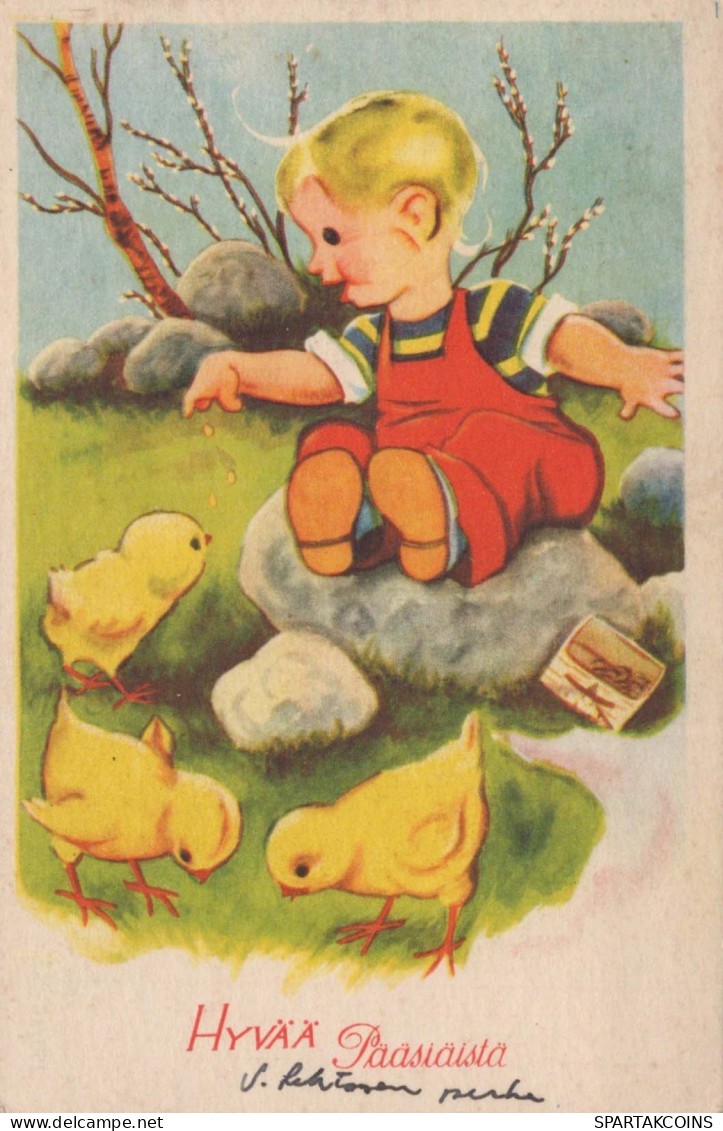 EASTER CHILDREN EGG Vintage Postcard CPA #PKE237.GB - Easter