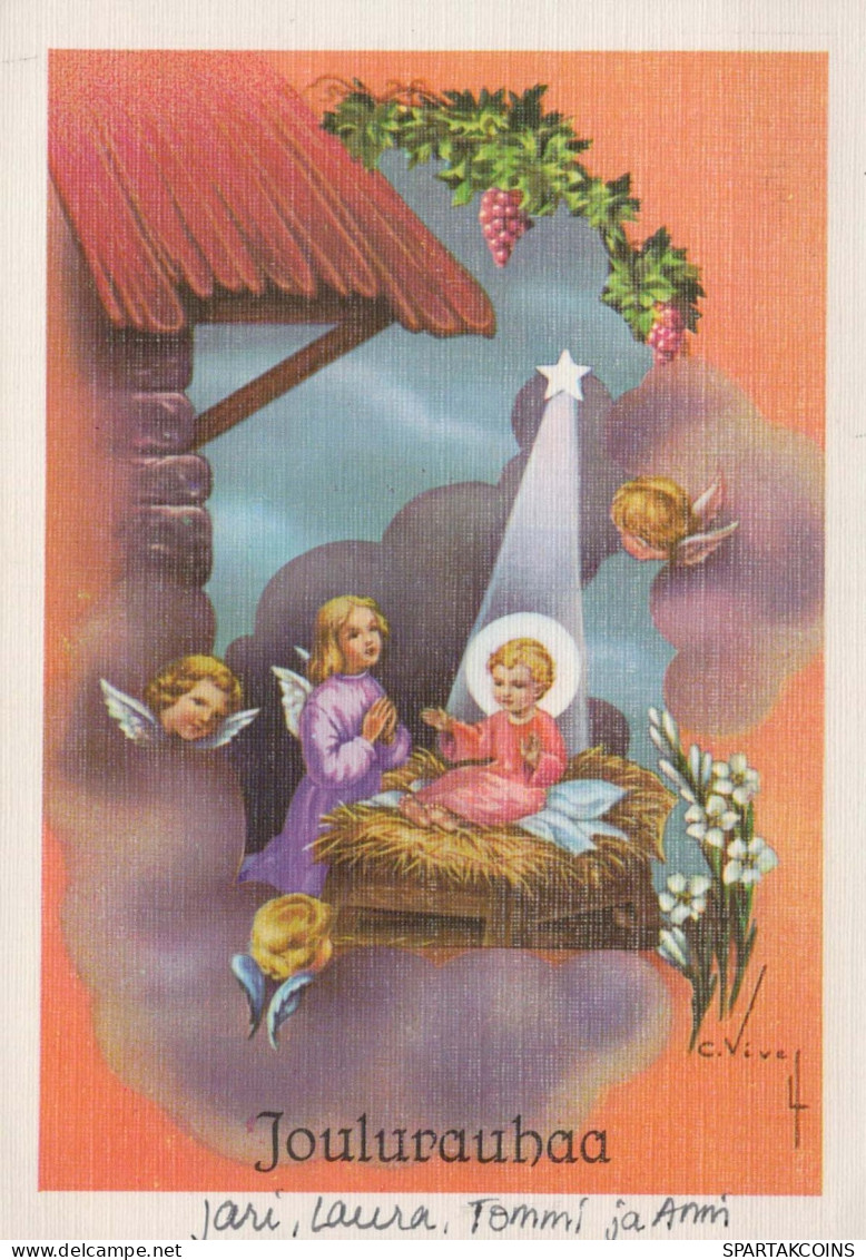 ANGEL Christmas Baby JESUS Vintage Postcard CPSM #PBP288.GB - Engel