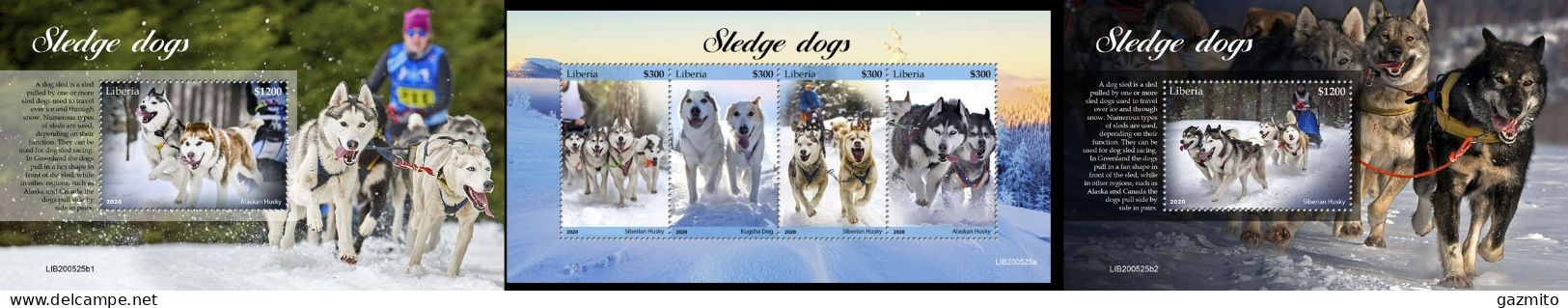 Liberia 2020, Animals, Sledge Dogs, 4val In BF+2BF - Cani