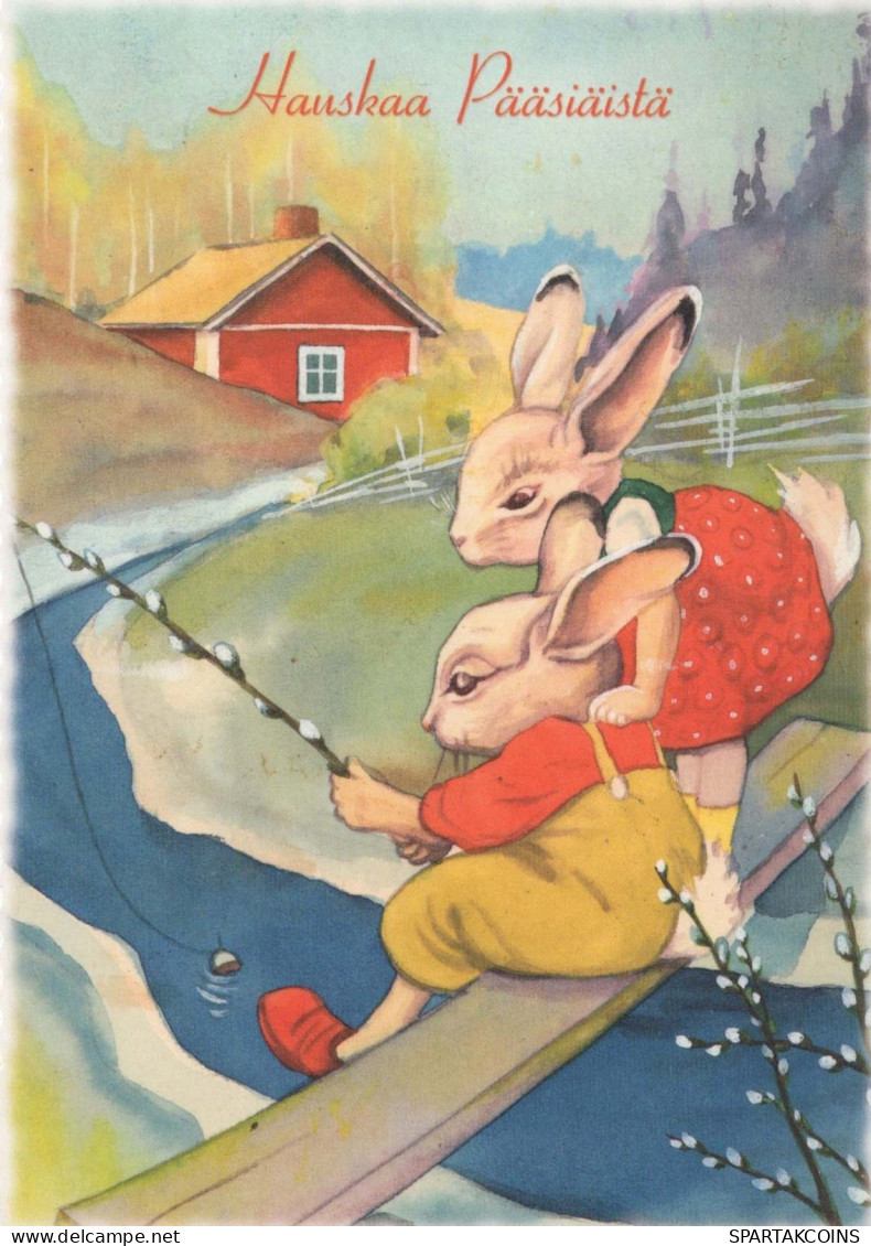 EASTER RABBIT Vintage Postcard CPSM #PBO540.GB - Easter
