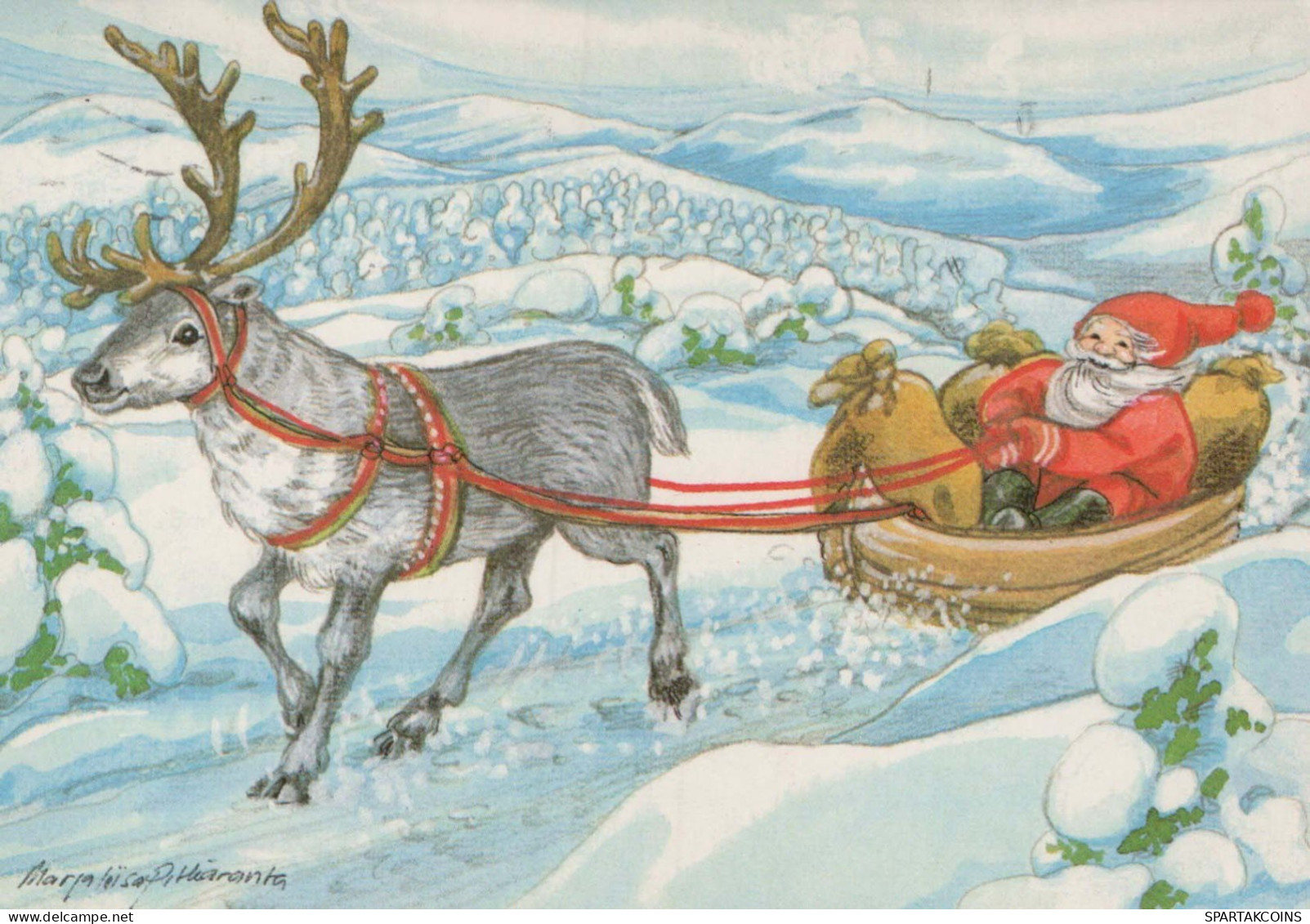 SANTA CLAUS Happy New Year Christmas Vintage Postcard CPSM #PBL557.GB - Santa Claus