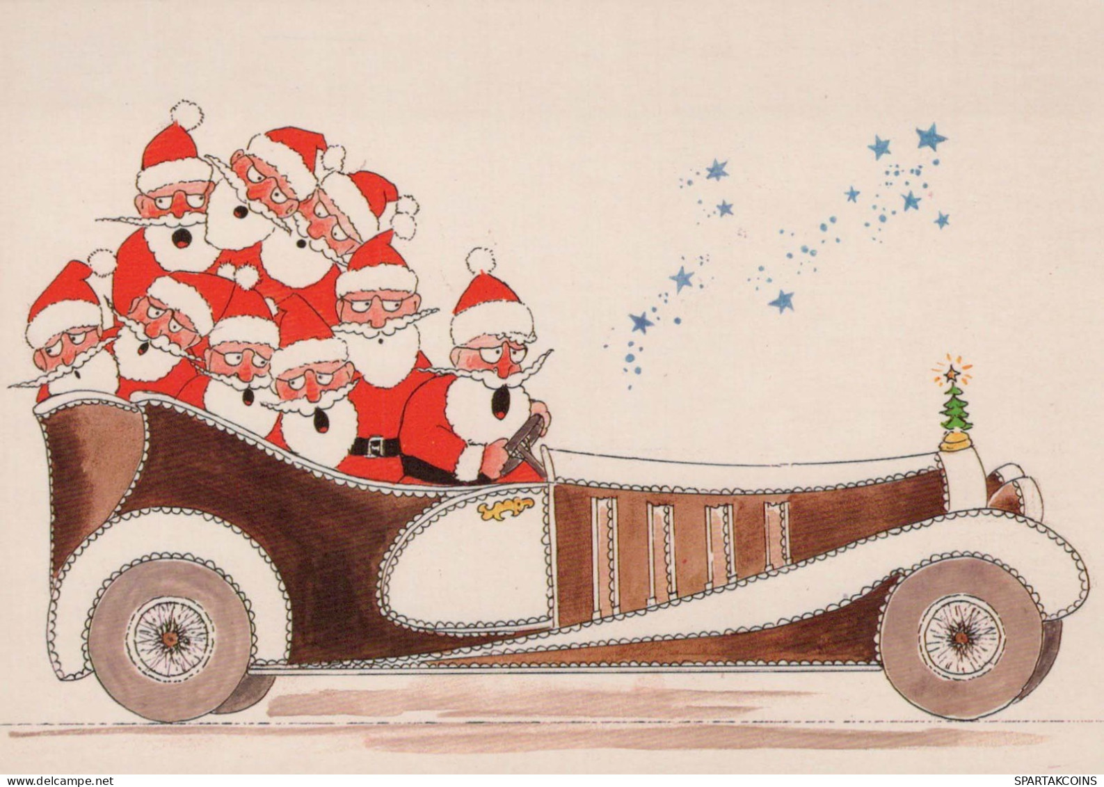 SANTA CLAUS Happy New Year Christmas Vintage Postcard CPSM #PBB112.GB - Santa Claus
