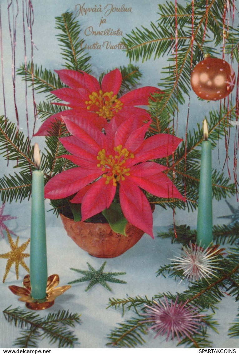 Happy New Year Christmas CANDLE Vintage Postcard CPSM #PAZ411.GB - Anno Nuovo