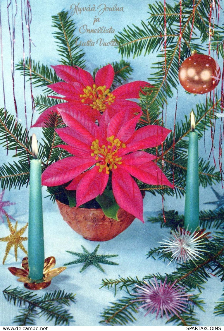 Happy New Year Christmas CANDLE Vintage Postcard CPSM #PAZ411.GB - Anno Nuovo