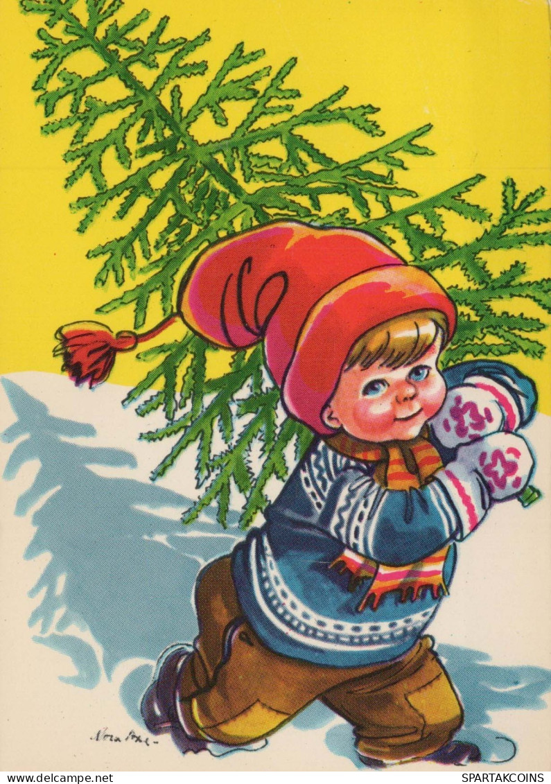 Happy New Year Christmas CHILDREN Vintage Postcard CPSM #PAW740.GB - Anno Nuovo
