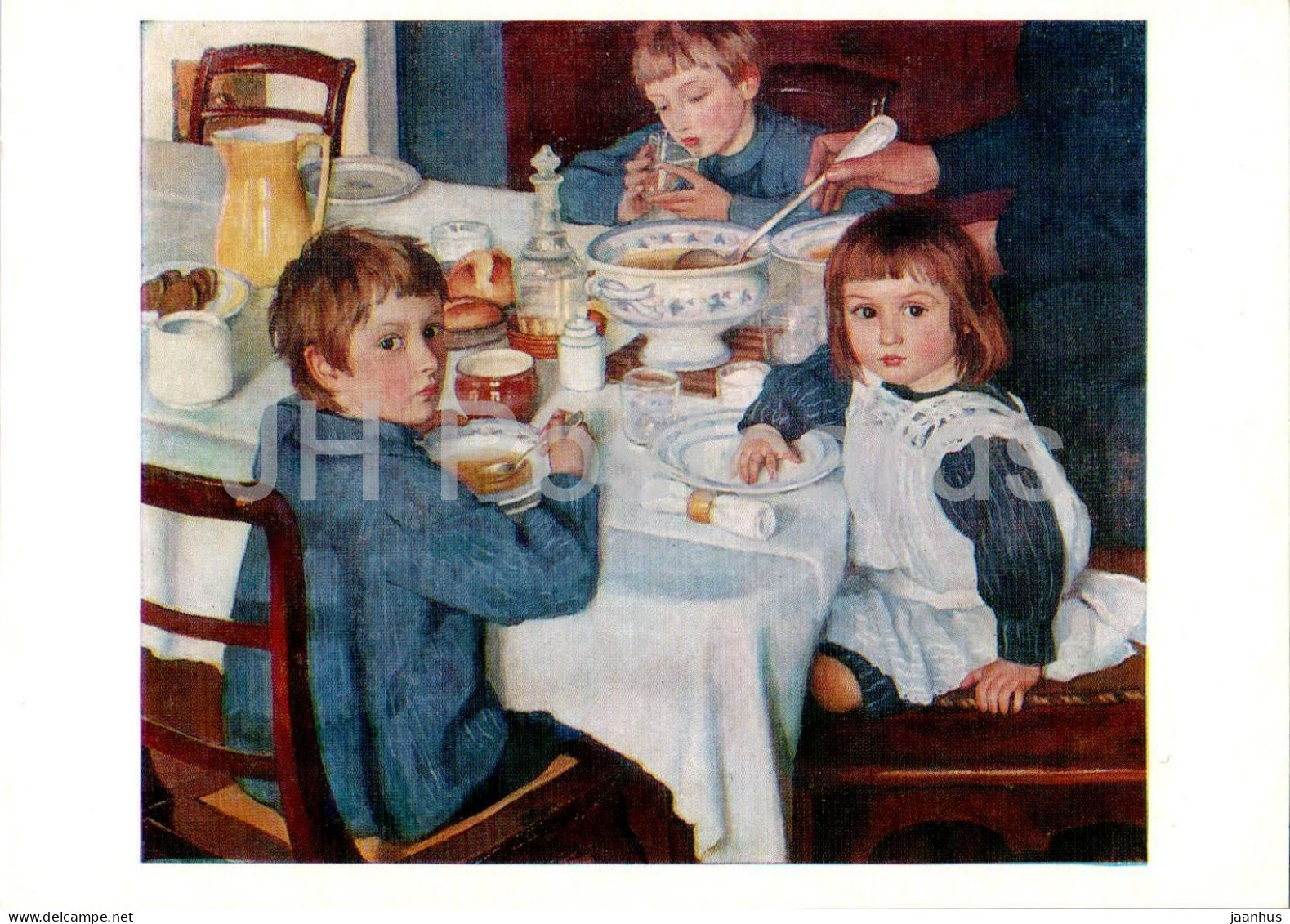 Painting By Z. Serebryakova - At Breakfast - Children - Russian Art - 1979 - Russia USSR - Unused - Pittura & Quadri