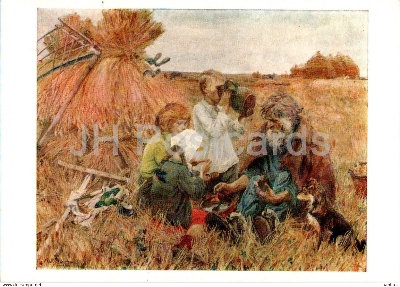 Painting By A. Plastov - Harvest - Children - Old Man - Russian Art - 1979 - Russia USSR - Unused - Paintings