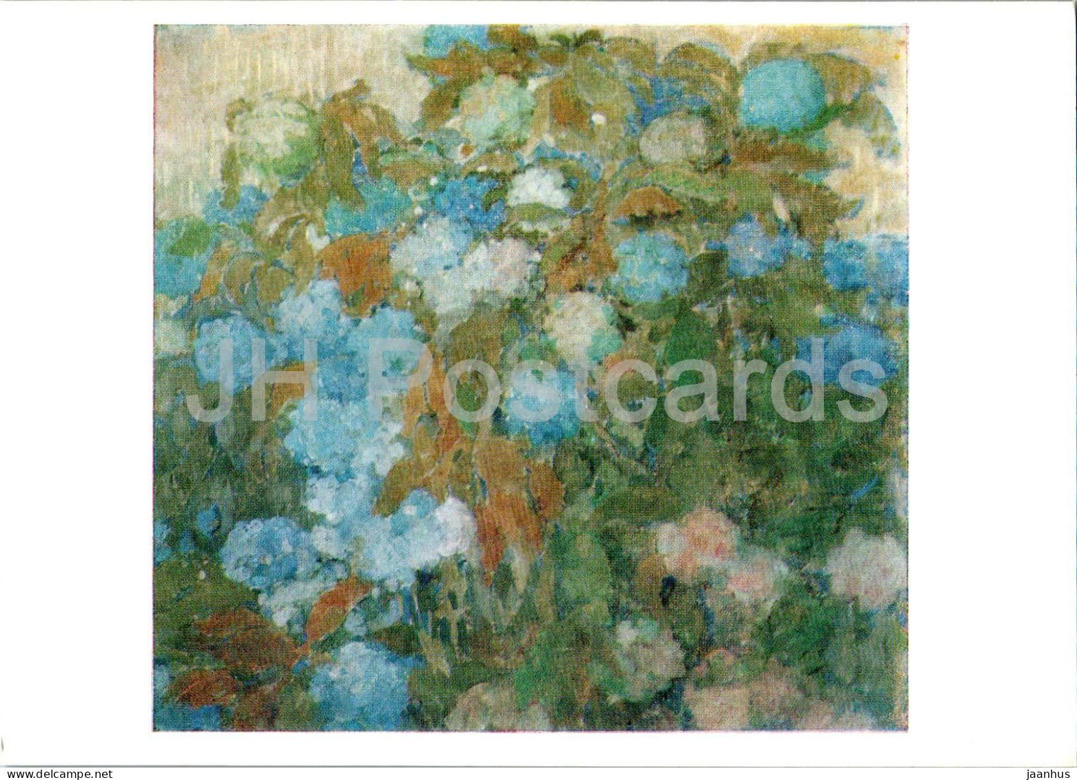 Painting By N. Sapunov - Blue Hydrangeas - Flowers - Russian Art - 1979 - Russia USSR - Unused - Paintings