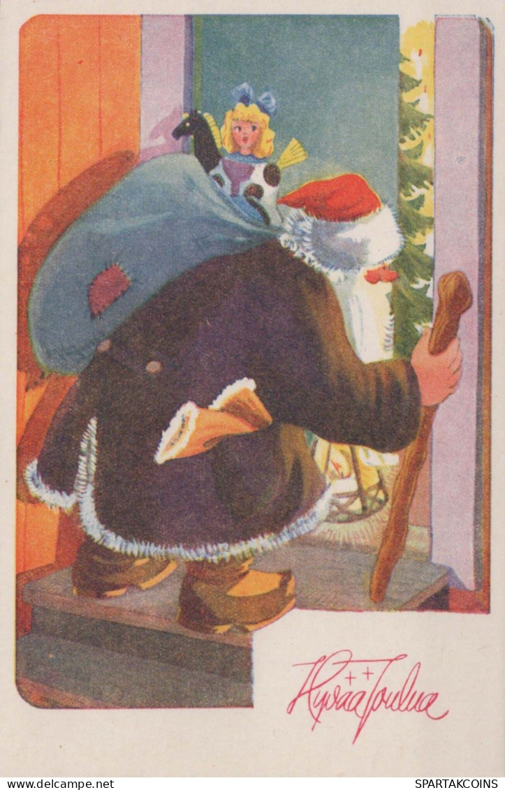 BABBO NATALE Buon Anno Natale Vintage Cartolina CPSMPF #PKG343.IT - Santa Claus
