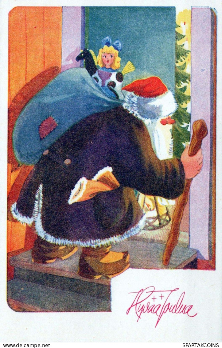 BABBO NATALE Buon Anno Natale Vintage Cartolina CPSMPF #PKG343.IT - Kerstman