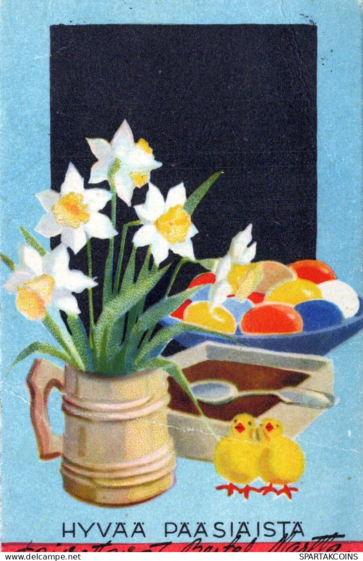 PASQUA POLLO UOVO Vintage Cartolina CPA #PKE113.IT - Pascua