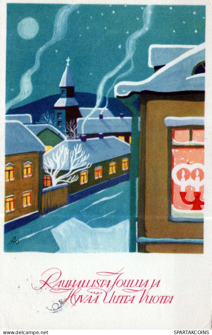 Buon Anno Natale CHIESA Vintage Cartolina CPSMPF #PKD541.IT - Anno Nuovo