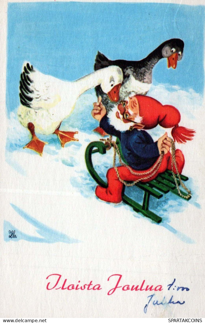 Buon Anno Natale GNOME Vintage Cartolina CPSMPF #PKD849.IT - Anno Nuovo