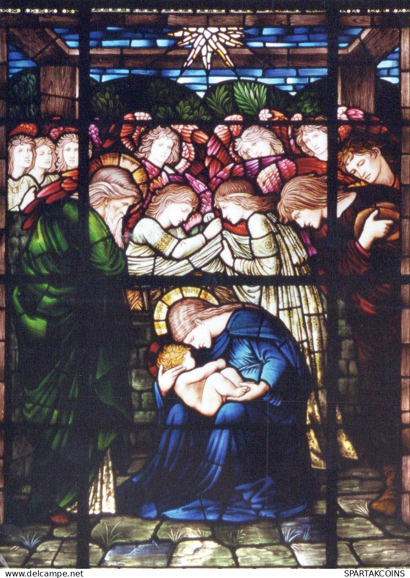 Vergine Maria Madonna Gesù Bambino VETRI MACCHIATI Religione Vintage Cartolina CPSM #PBQ186.IT - Vierge Marie & Madones