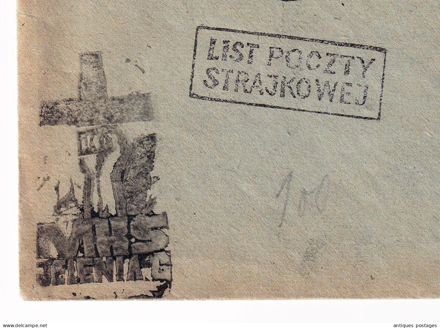 Lettre POCZTA STRAJKOWA Jelenia Góra 22 -1-1981 MKS Solidarność List Poczty Strajkowej Pologne Poland Polska - Storia Postale