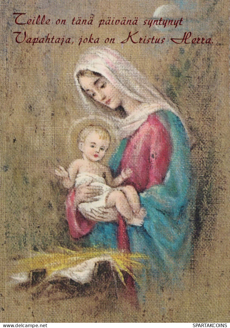 Vergine Maria Madonna Gesù Bambino Natale Religione Vintage Cartolina CPSM #PBP804.IT - Jungfräuliche Marie Und Madona