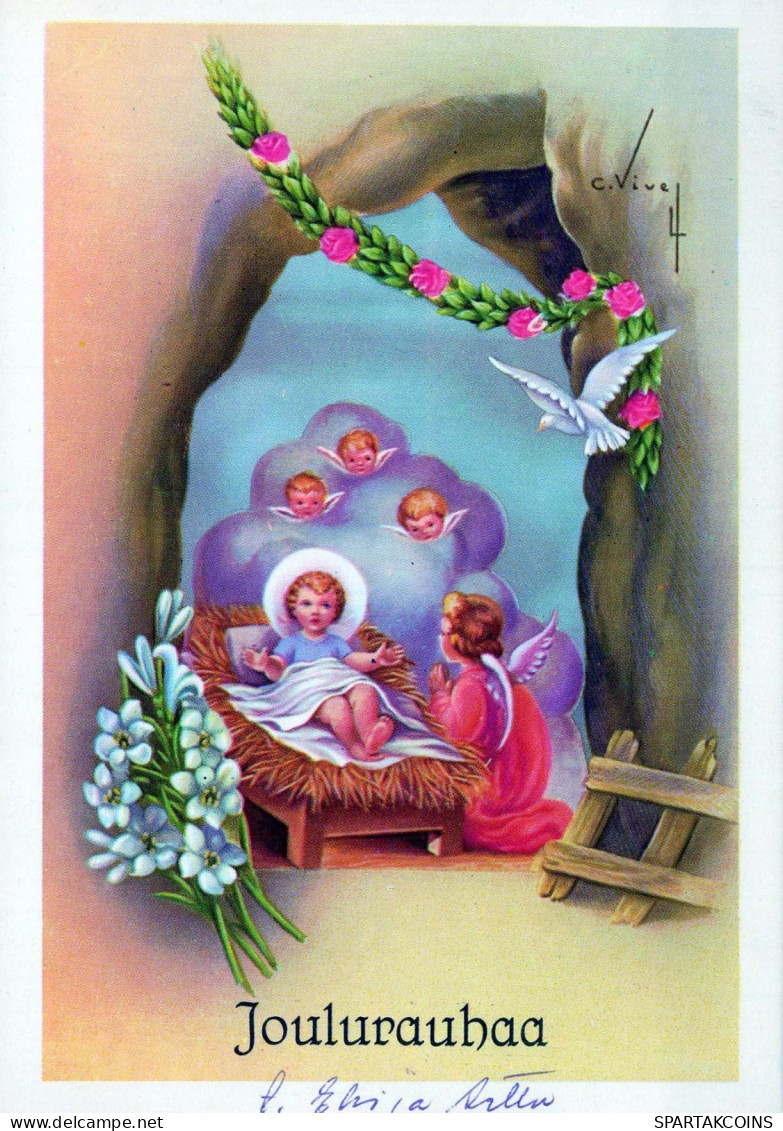 ANGELO Natale Gesù Bambino Vintage Cartolina CPSM #PBP292.IT - Angels