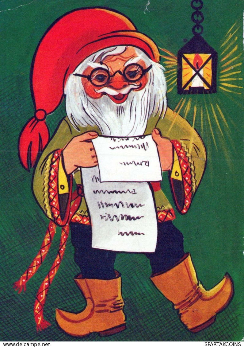 BABBO NATALE Buon Anno Natale Vintage Cartolina CPSM #PBL366.IT - Santa Claus