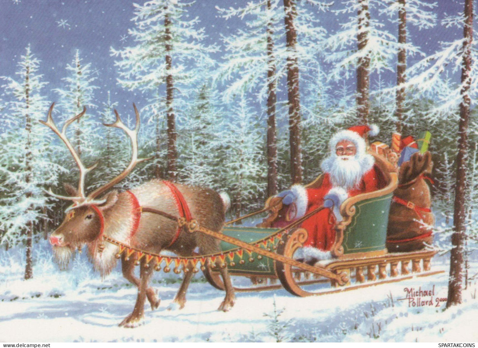 BABBO NATALE Buon Anno Natale Vintage Cartolina CPSM #PBL561.IT - Santa Claus