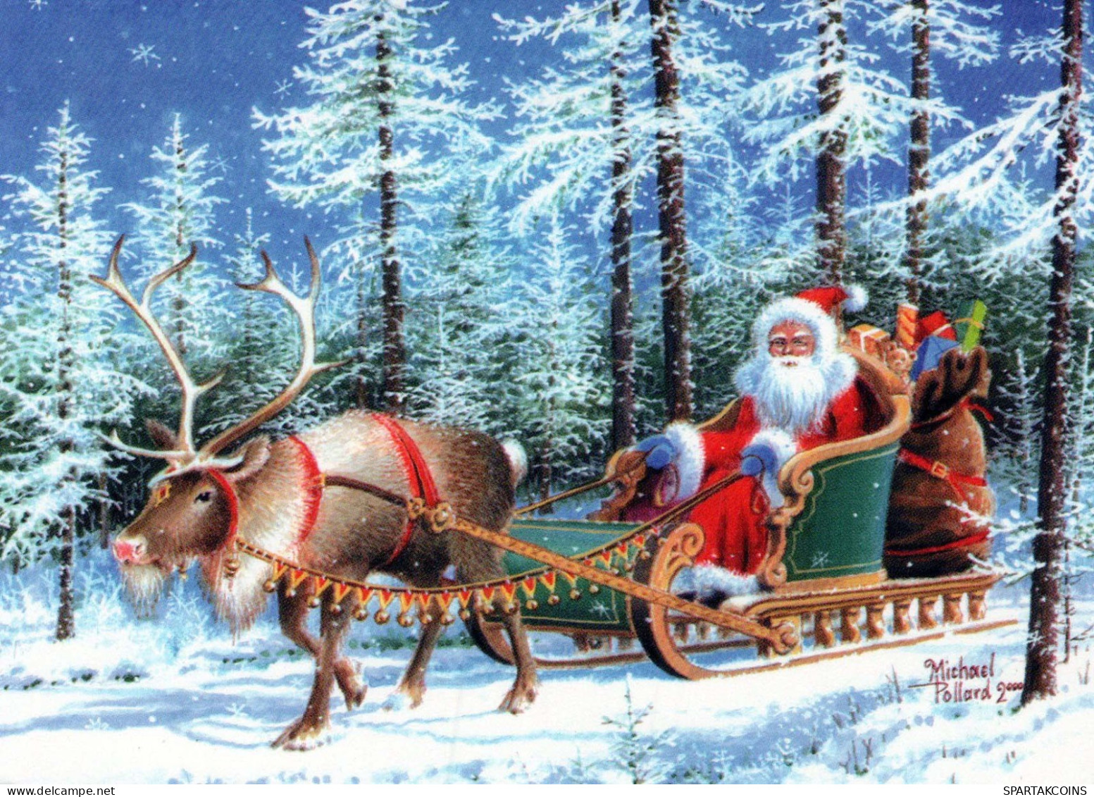 BABBO NATALE Buon Anno Natale Vintage Cartolina CPSM #PBL561.IT - Santa Claus