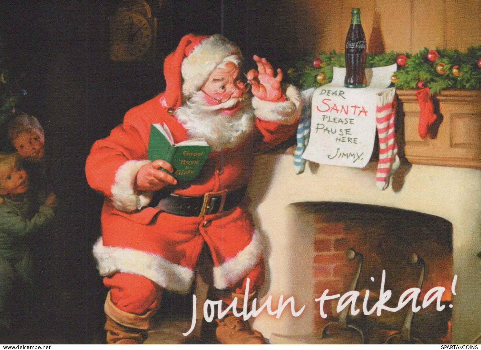 BABBO NATALE Buon Anno Natale Vintage Cartolina CPSM #PBL305.IT - Santa Claus