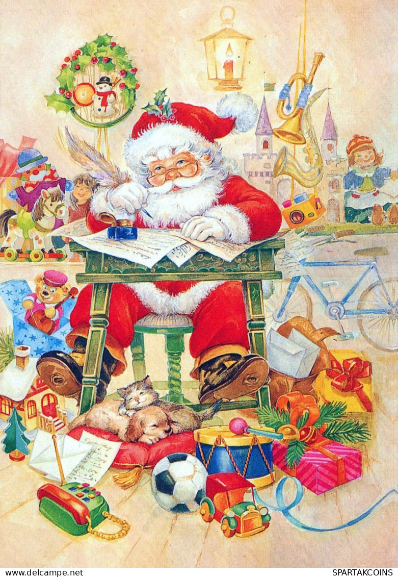 BABBO NATALE Buon Anno Natale Vintage Cartolina CPSM #PBL039.IT - Santa Claus