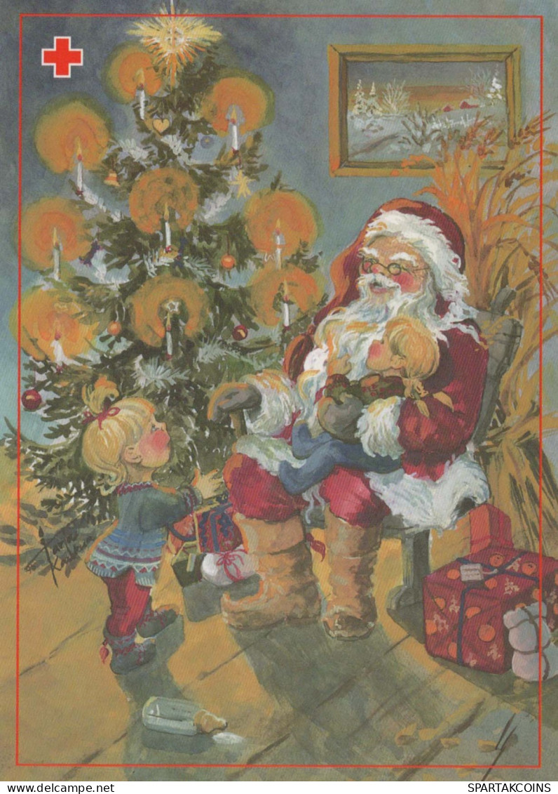 BABBO NATALE Buon Anno Natale Vintage Cartolina CPSM #PBL107.IT - Santa Claus