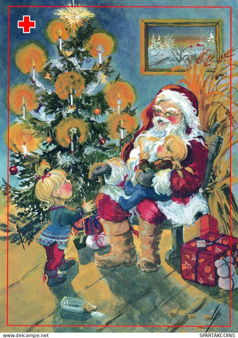 BABBO NATALE Buon Anno Natale Vintage Cartolina CPSM #PBL107.IT - Santa Claus