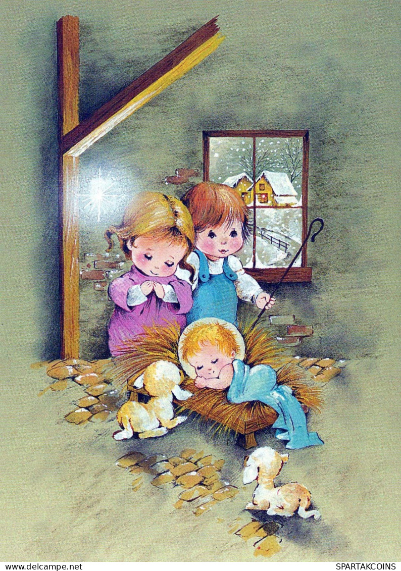 BAMBINO Scena Paesaggio Gesù Bambino Vintage Cartolina CPSM #PBB577.IT - Scènes & Paysages