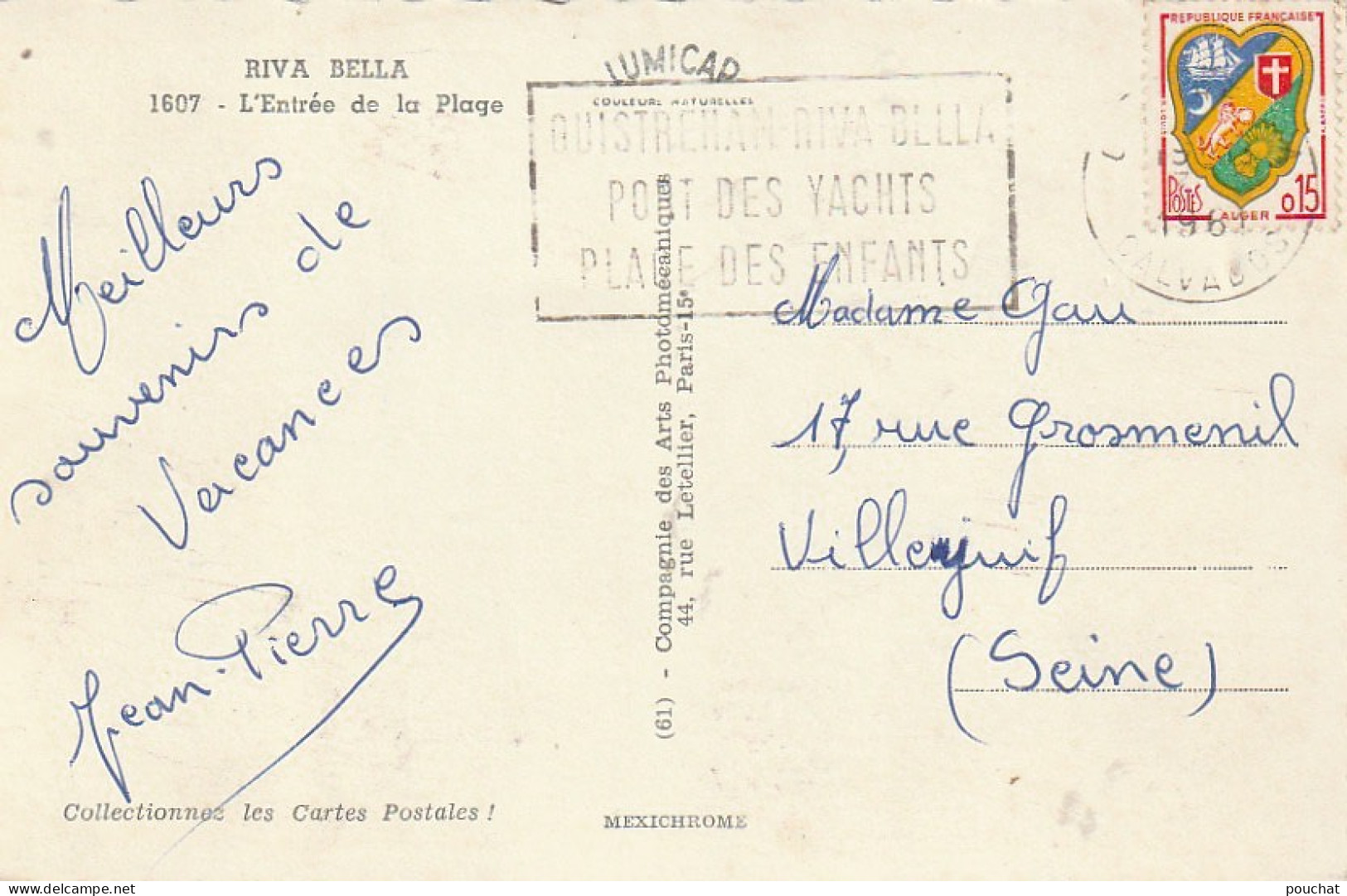 PE 4-(14) RIVA BELLA - L' ENTREE DE LA PLAGE - CARTE COULEURS - 2 SCANS - Riva Bella