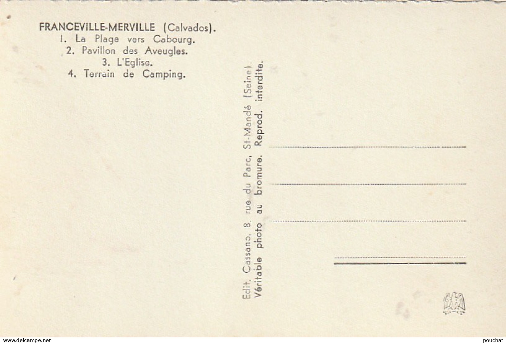 PE 4-(14) FRANCEVILLE MERVILLE - CARTE MULTIVUES : CAMPING , PAVILLON DES AVEUGLES .. - 2 SCANS - Other & Unclassified