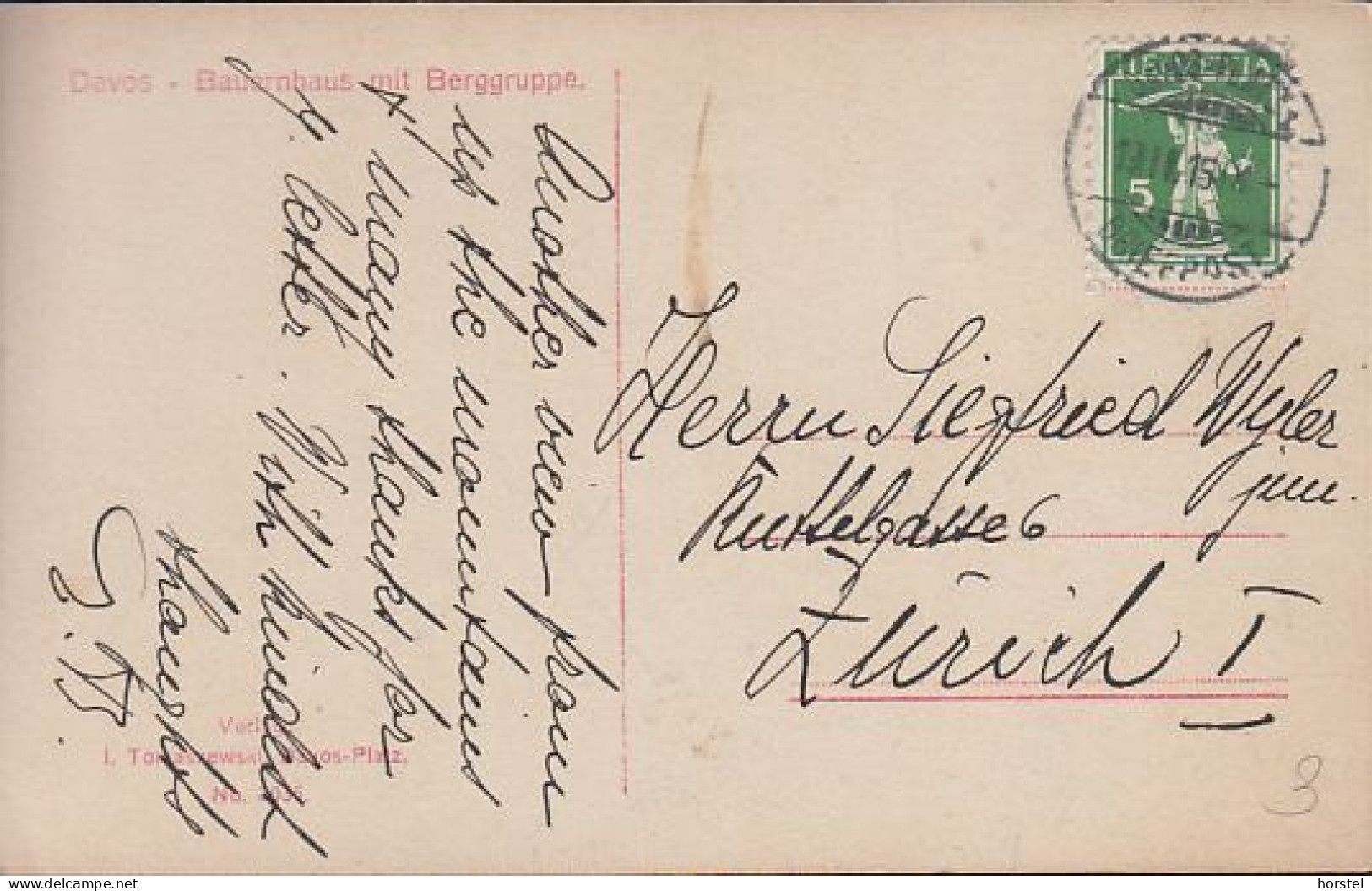 Schweiz - 7270 Davos - Bauernhaus Mit Berggruppe - Nice Stamp 1915 - Davos